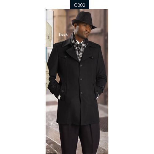 E. J. Samuel Black High Fashion Pea Coat C002